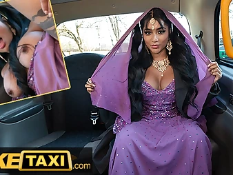 Desi nurse with big joy bags gets her cock-squeezing muff boinked rock hard in faux taxi action