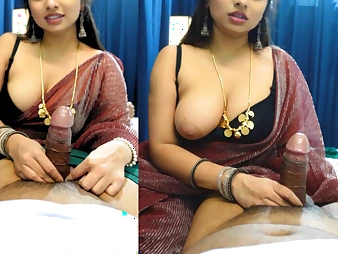 Super-hot Desi Aunty with Indian Huge Bra-stuffers Sweat-soaked in arm-job madness