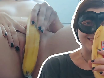 German Teenager Poon gets her vagina poked hard in banana by a Desi furry man!