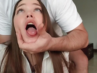 Bonnie Flare-up gets the brush tight ass drilled hard after college off out of one's mind the brush step-sister's big cock