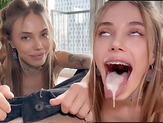 BunnyRabbits schoolgirl eagerly swallows every drop be worthwhile for their way man's cum