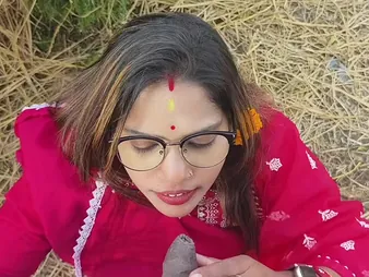 Watch this Indian wifey suck plus fuck like a pro up a village open-air scene