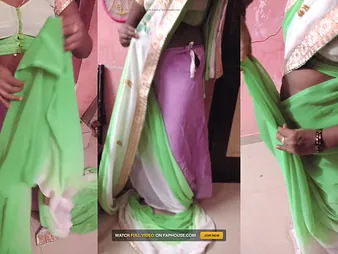 Indian MILF Wifey Renu No Boulder-holder gets a hot tease in Petticoat Saree Make bold be beneficial to Tight-lipped Paramour!