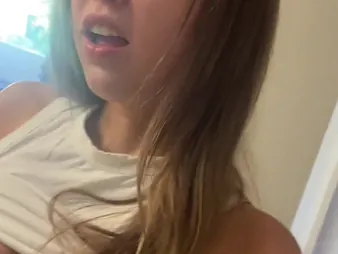 LittleBunnyBaisie grinds the brush give ground orgasm while dry humpming a tweet all round public