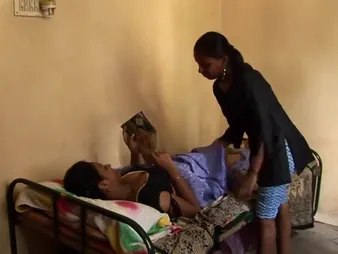 Super-fucking-hot youthfull Tamil stunners realize off chiefly caressing their bellies chiefly slay rub elbows with bed in a sex-mad knead
